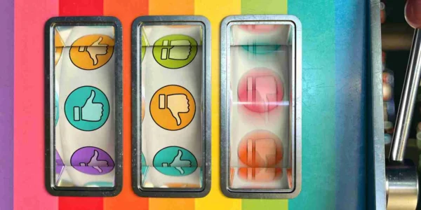 Small business logo options with positive and negative feedback icons.