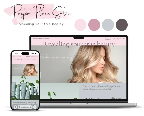 Modern website design for Payton Place Salon showcasing hair and beauty services.